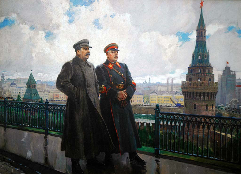 Αλεξάντερ Γερασίμοφ. Στάλιν και Βοροσίλοφ στο Κρεμλίνο. 1938. Κρατική Γκαλερί Τρετιάκοφ, Μόσχα